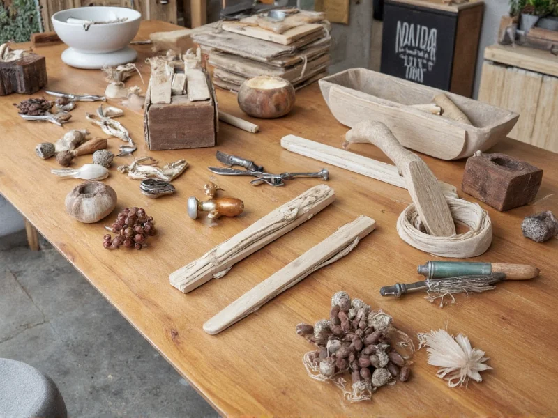 Homemade projects displayed on wooden table