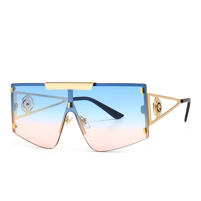 

2021 Fashion Women Vintage Oversized One Piece Lens Shades Sunglasses Retro Unique Summer Beach Gradient Colorful Sunglasses