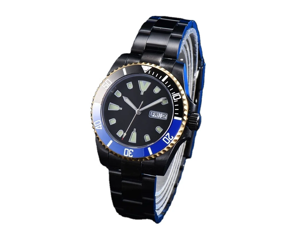 

luxury watch dropshipping NH36A sterile black face men's automatic mechanical watch stainless steel case blue ceramic