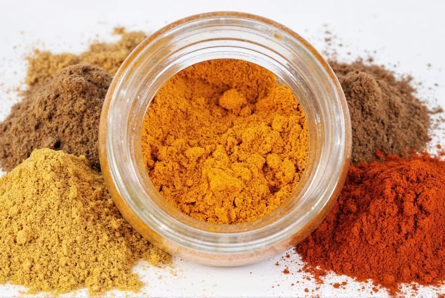 Packaged spice blends arranged neatly on counter