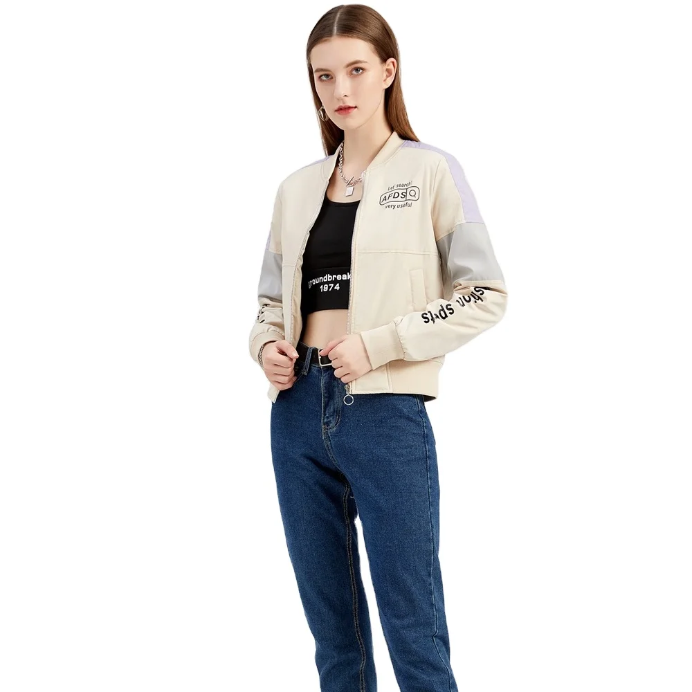 

2021 womens jacket cotton jacket european-american matching baseball uniform print aviator sport high-quality jacket