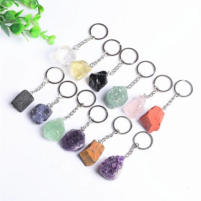 

Wholesale natural quartz rough Crystals healing crystal raw keychain for Home decoration