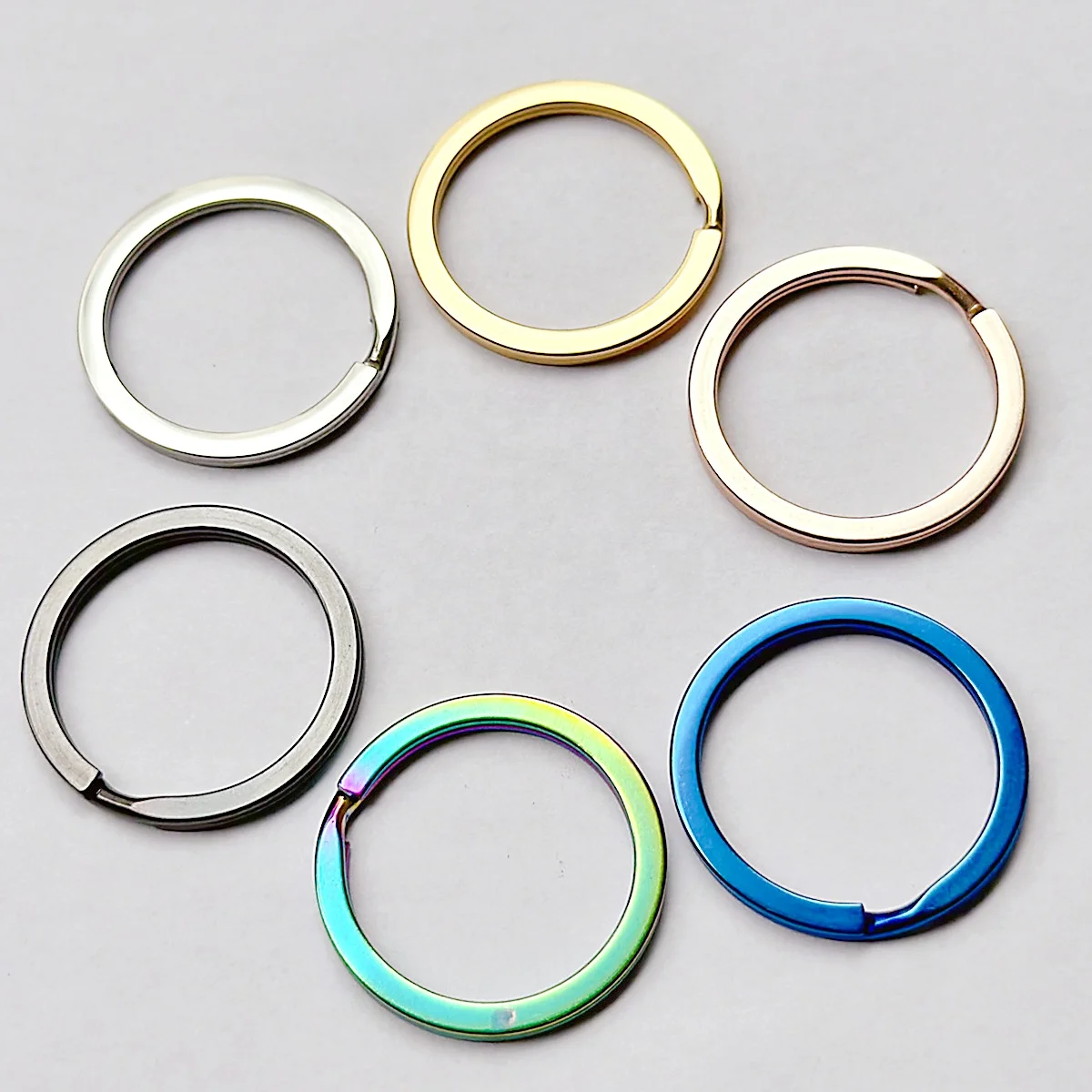 200 Pcs Per Bag Multi-color Stainless Steel DIY Metal Jewelry Accessories Electroplated Gold Black Key Ring Flat Split Rings