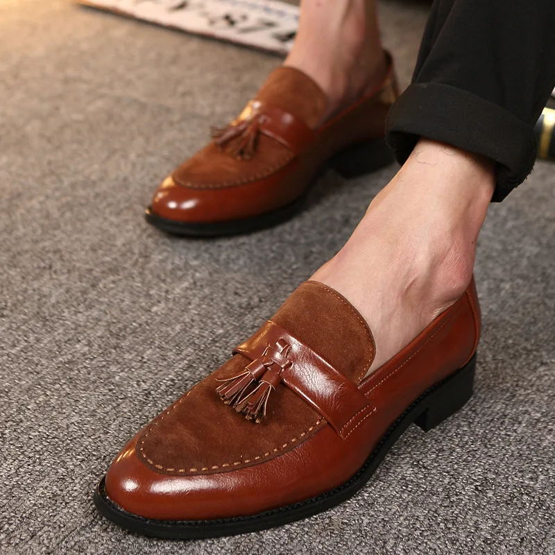 

Pointed Leather Tassel Business Shoes Men Dress Oxford Soft Leisure Footwear Formal Office Casual Loafers Flat Slip-on Moccasins