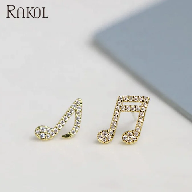 

RAKOL EP2623 note shape earrings zircon crystal gold plated earrings for women, Picture shows