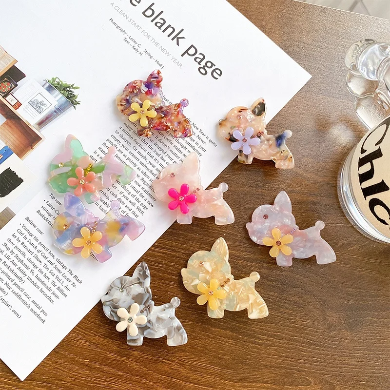 

New design acetate hair clip cute dog hair pin for girl