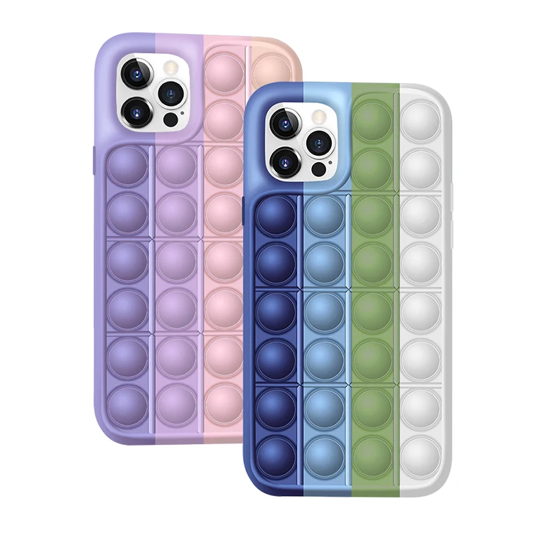 

Slimoro Soft Silicone Waterproof Poping Cell Phone Case Push It Relieve Stress Toy Pops Phone Case For iPhone 13 Silicone Case, Colorful