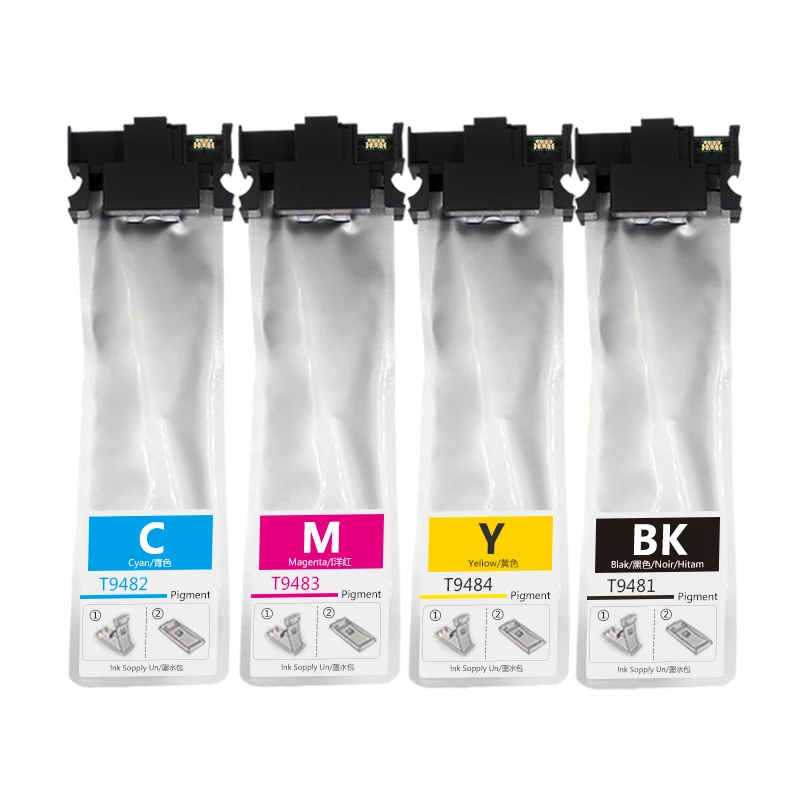 

Supercolor T9481-T9484 Ink Bag With Chip Refillable Ink Cartridge For Epson Workforce Pro WF-C5290 C-5790 C-5210 C-5710 Printers