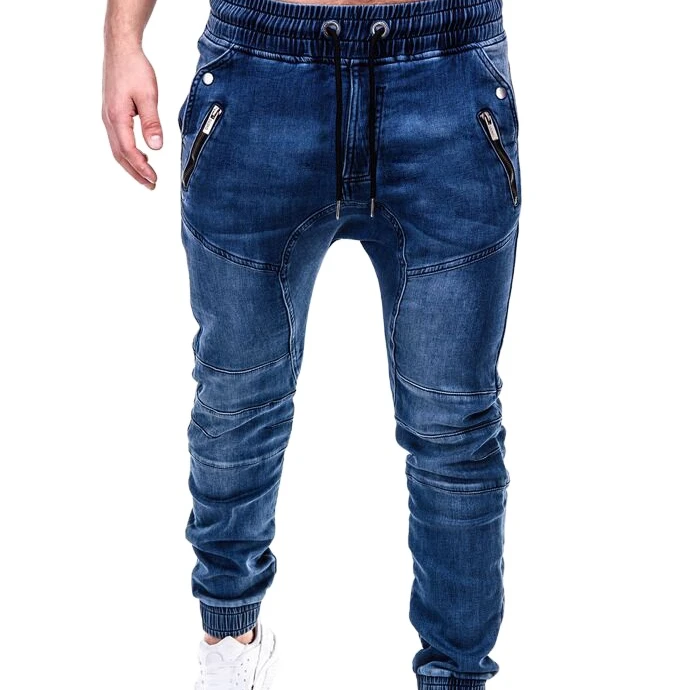 

Trending Products 2021 New Arrivals Pockets Zipper Wash Denim Long Jeans Casual Plus Size Men's Jeans, Shown