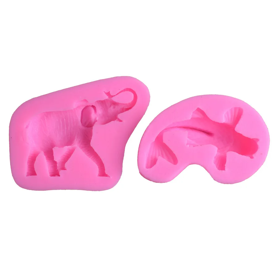 

Goldfish Koi Elephant Liquid Silicone Clay Plaster Mold DIY Chocolate Baking Tools Fondant Cake Mold, As picture