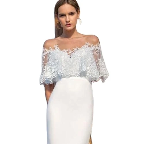 

Ladies dress sexy lace dress long skirt wedding slim evening dress, White