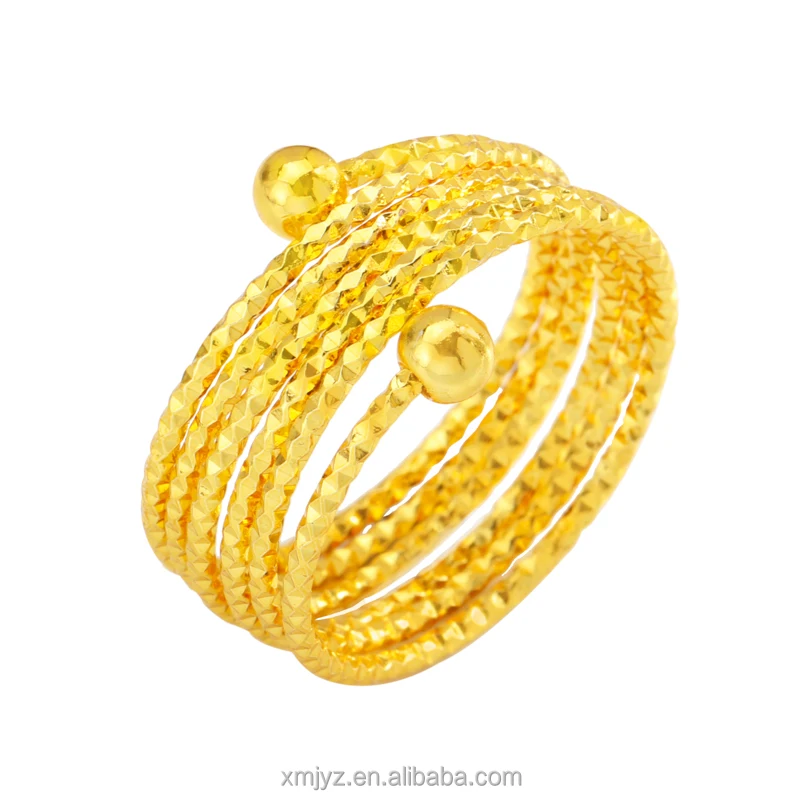 

Explosion Style Brass Gold-Plated Coil Ring Female Niche Design Sense Ring Factory Direct Sale Ins Wind Ring