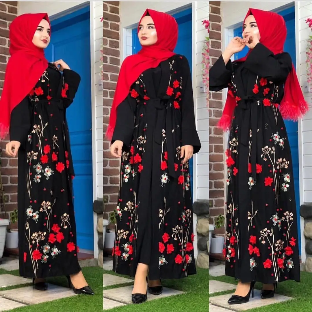 

wholesale 2021 jane kimono abayas long sleeve dress muslim women dress lady islamic clothing abaya dubai kaftan borka, Picture