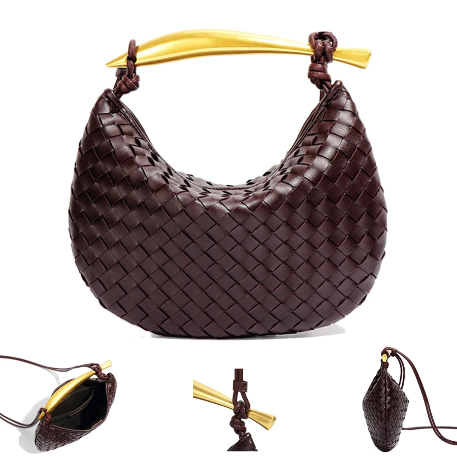 

Ready handbags new design handmade shoulder woven pu 2024 braided leather bag women's saddle bags on sale 3151