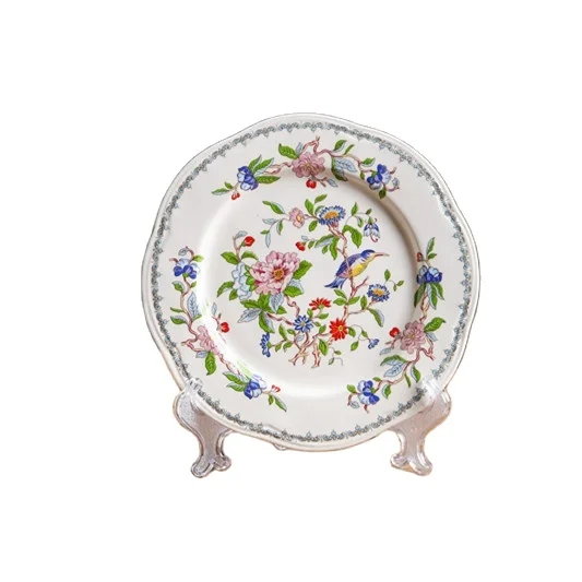 

Fashionable new design high-grade tableware hand-painted flower bone China ceramic plates, Customized color