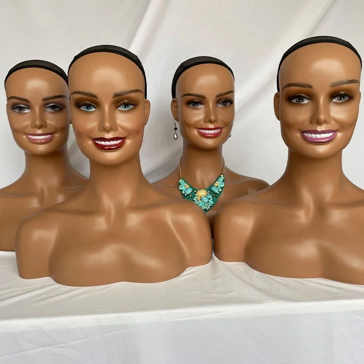 

Female Mannequin Head with Shoulder for Display Manikin Head with Shoulder for Wig Jewelry Makeup Hat Sunglass Display, Beige,light brown ,dark brown