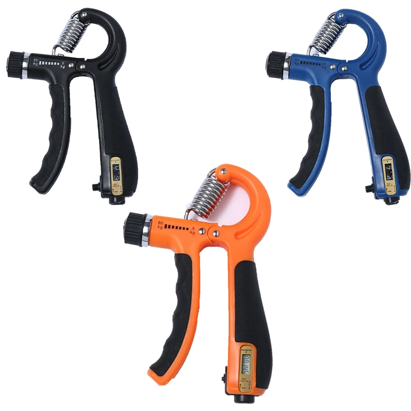 

2021 Top Selling New Grip Strength Train Adjustable Countable Hand Grip Strength Device, Black, black&blue, black&orange