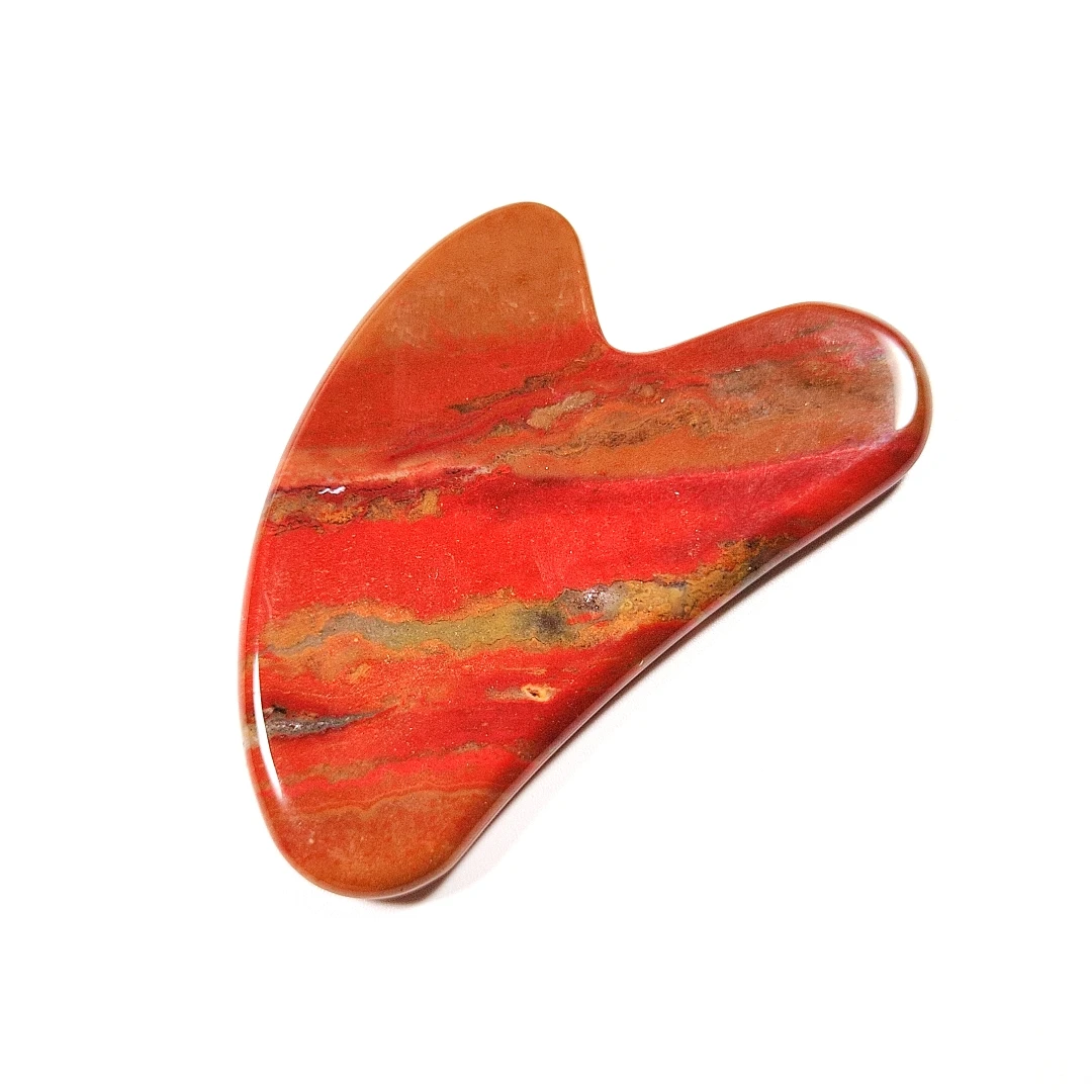 

high quality facial body massager custom logo mookaite jasper gua sha jade stone heart scraping tool