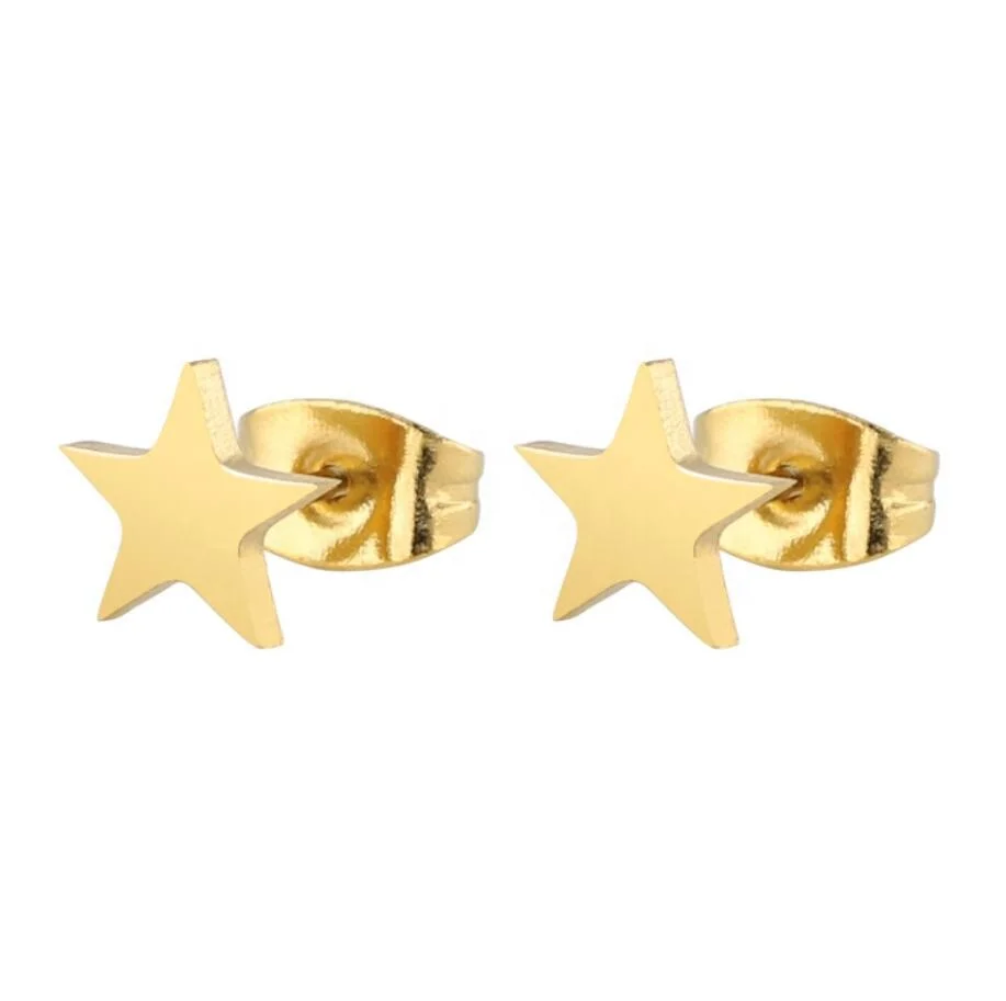

Gold plated star stud earrings kids girl simple style stainless steel women mini ear Studs