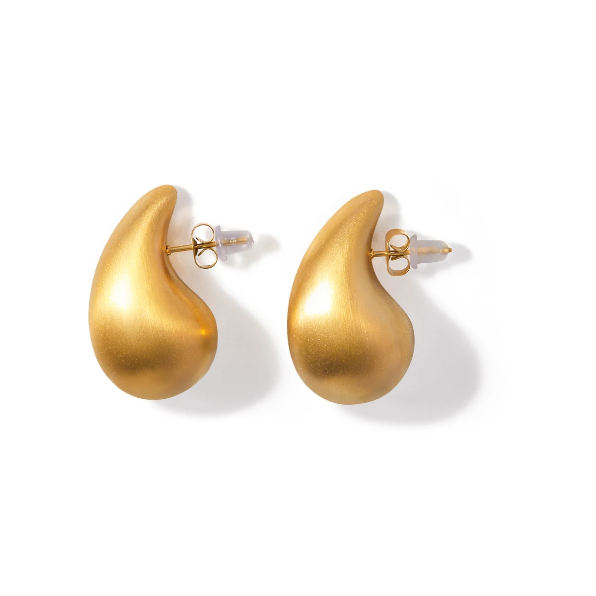 

J&D Stainless Steel 18K Gold Plated Jewelry Gift Teardrop Water Drop Bigger Brush Earring Women Clean Fit