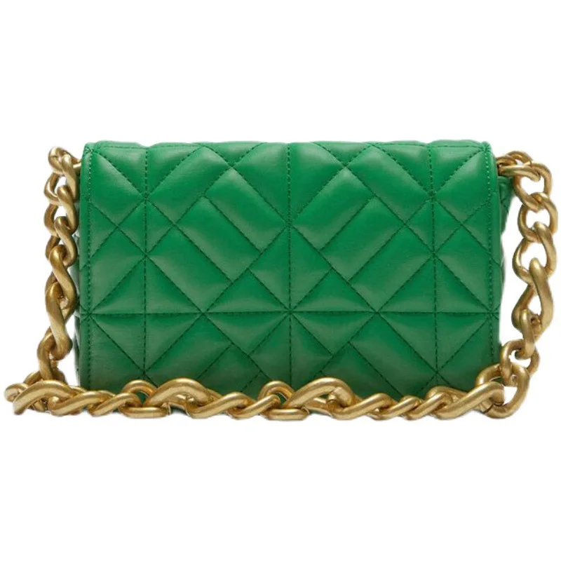 

2021 Thick Chain Shoulder Bag Brand Design Casual Women Purses and Handbag Green Clutch Tote Bags for Women
