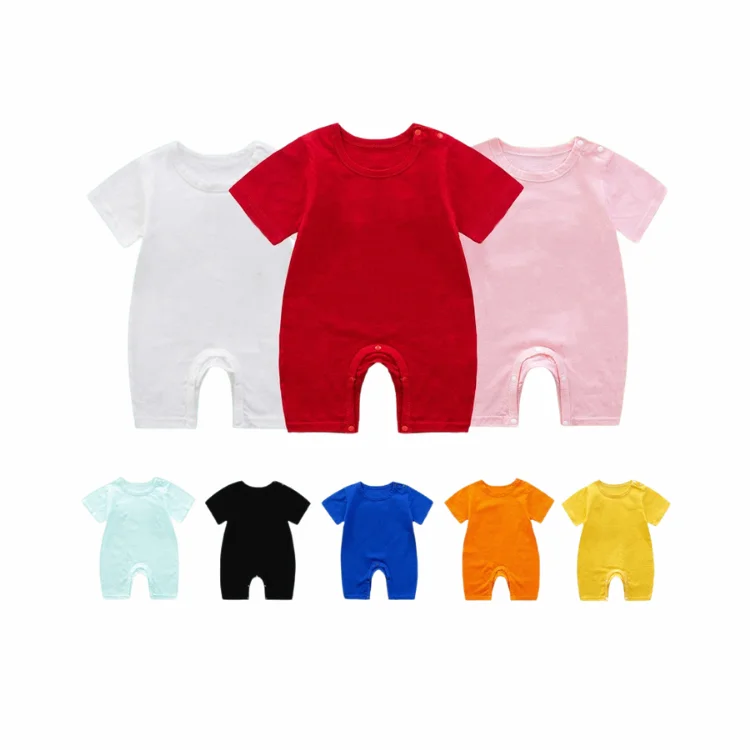 

Factory Supply Breathable custom solid plain short sleeve newborn unisex cotton baby rompers, Pic show