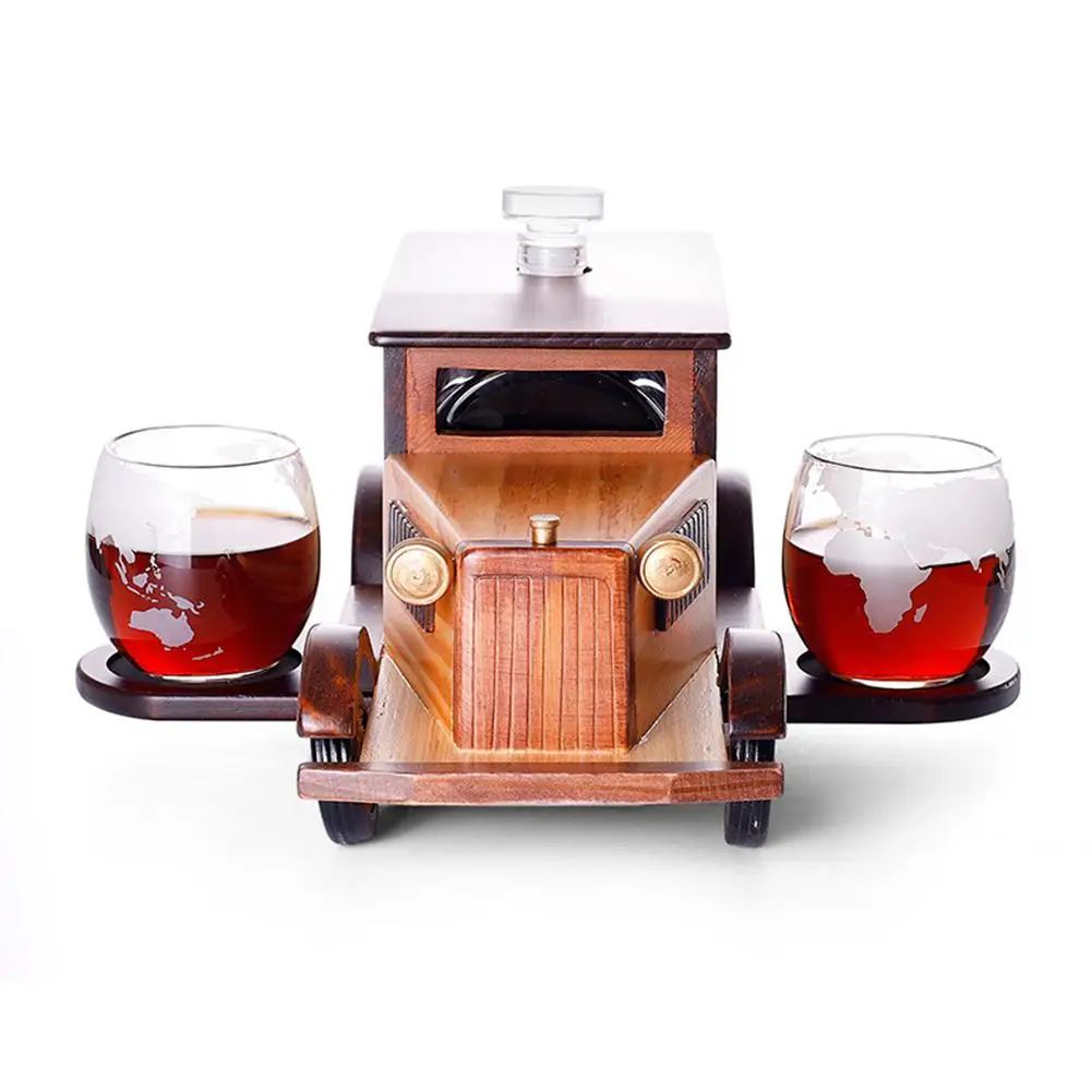 

Whiskey Decanter Set Vintage Car Liquor Wine Dispenser Bar Accessories With 2 Glasses Bar Kitchen Decoration