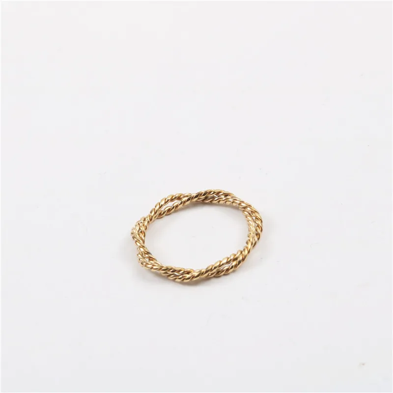 

High End Tarnish Free PVD Gold Plated Twisted Chain Stainless Steel Rings Trendy Gold Jewelry