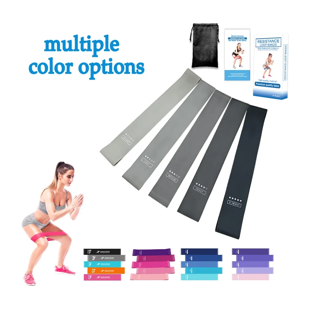 2024 Wholesale Zakerda Elastic Fitness Bands Set Training Pink Latex Loop Exercise Resistance Bands Set Gym Yoga Sport Workout