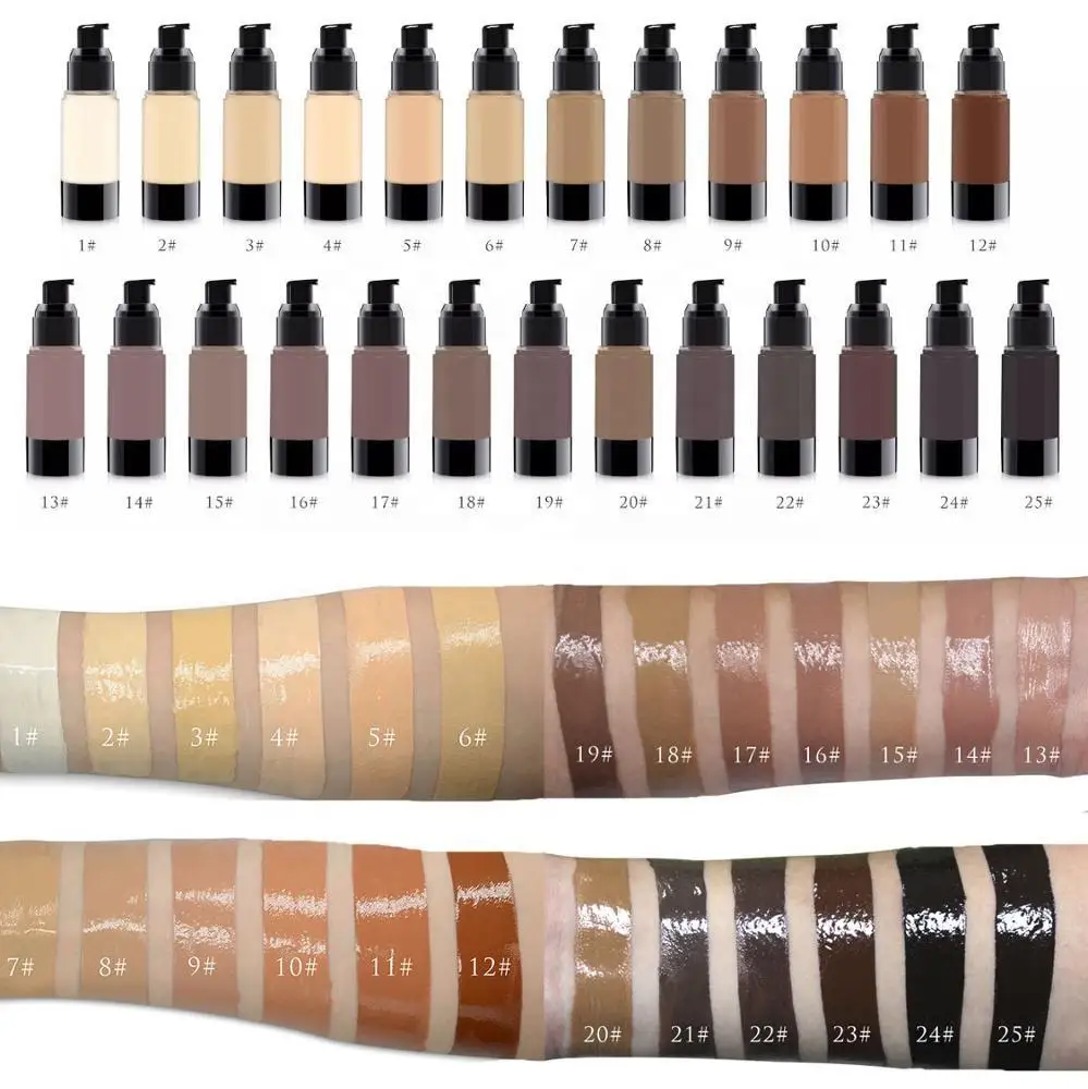 

Dark Wholesale 25 colors Foundation Makeup Liquid Private Label, Multi-colored