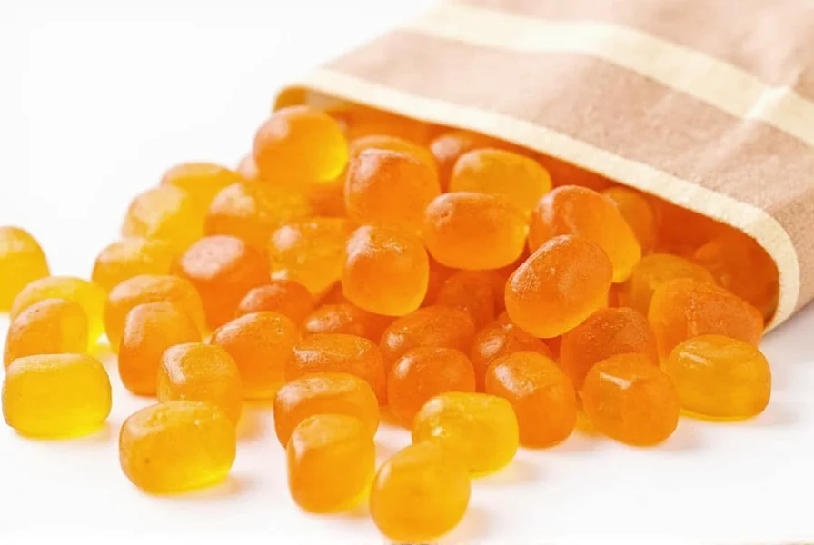 Close-up comparison of saffron gummy supplements next to saffron threads showing the concentration difference