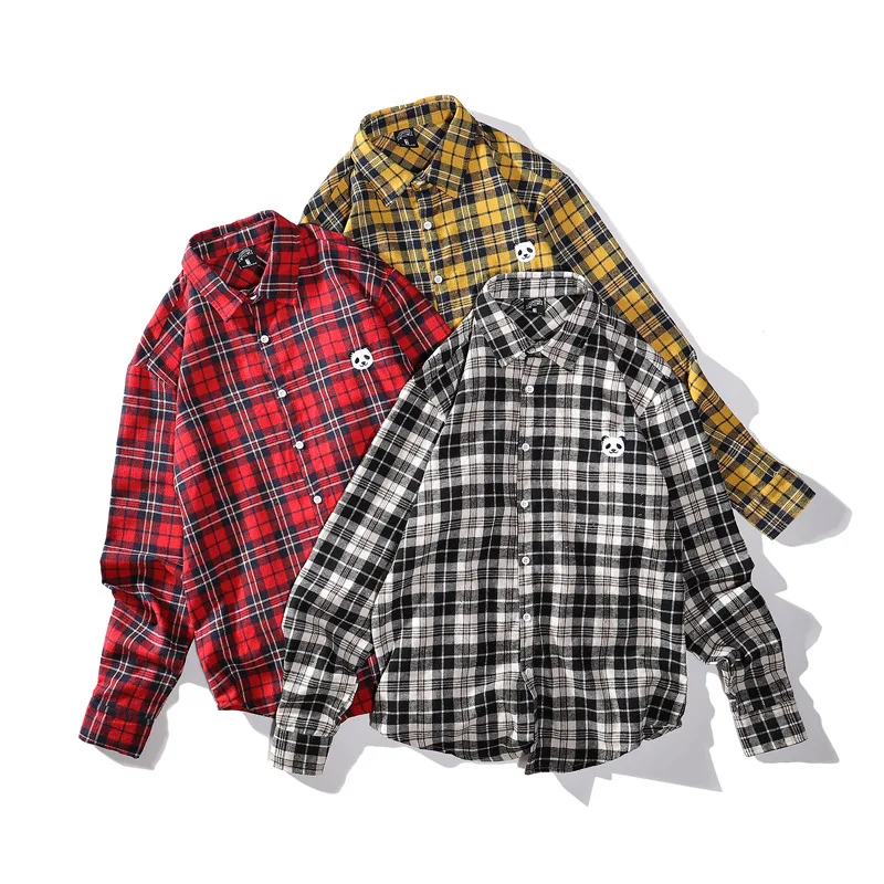 

Casual Loose Flannel Plaid Streetwear Jacket Men's Shirts, Custom color
