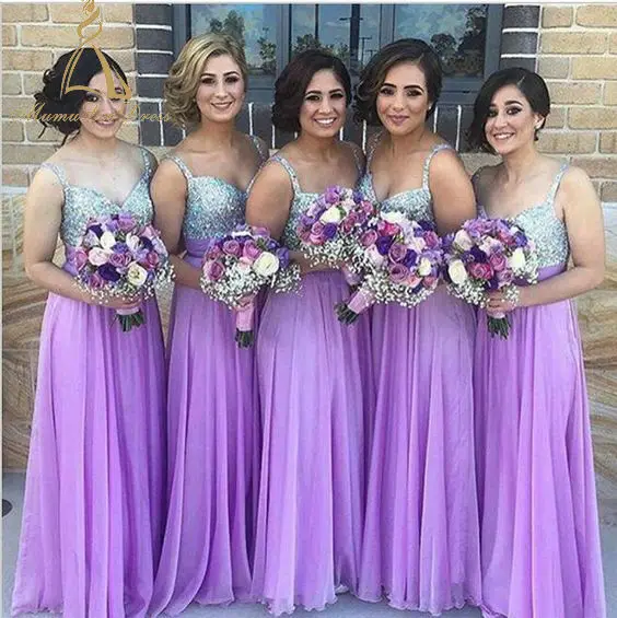 

2021 chiffon gown plus size purple bridesmaid dresses women's long wedding dress