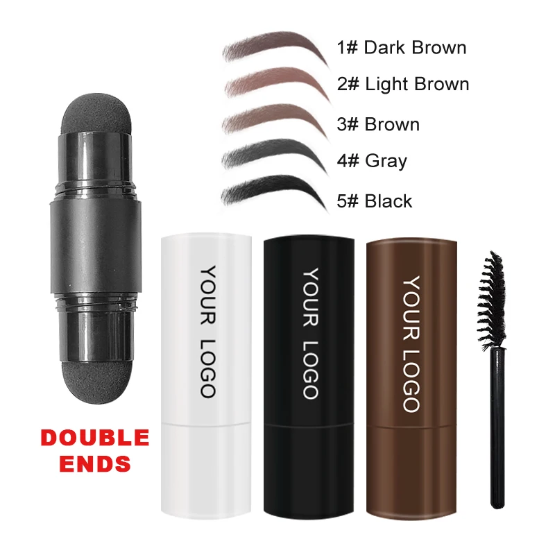 

2021 new waterproof one step brow stamp shaping kit eyebrow powder stamp brow stencil and stamp, 5 colors