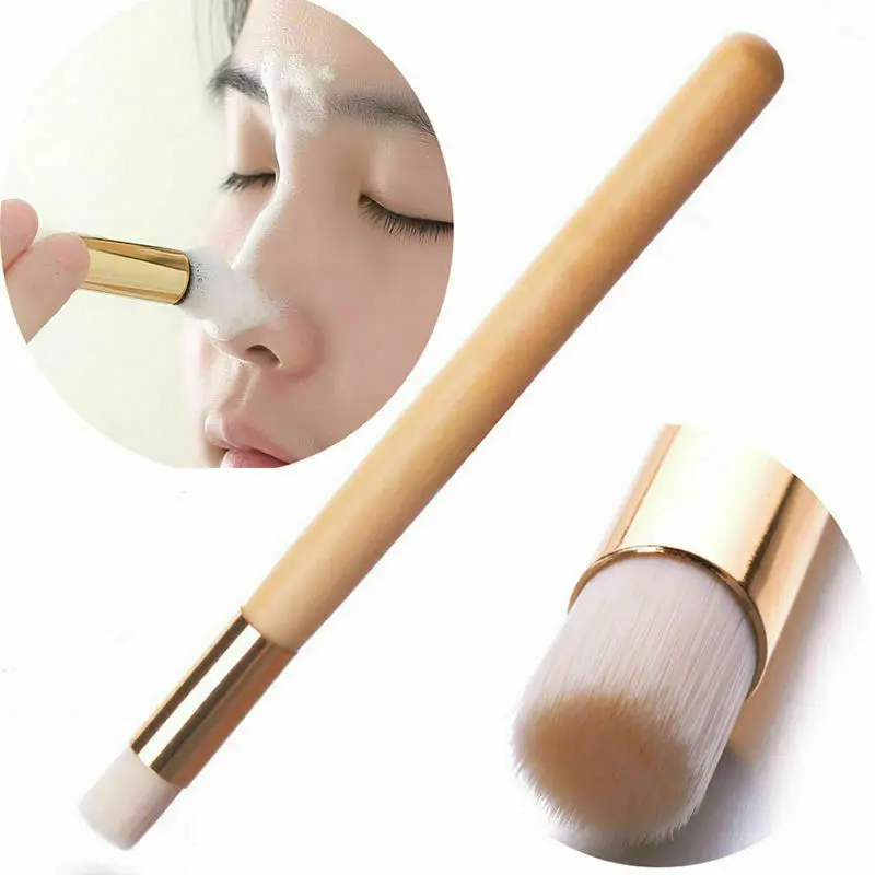 

Professional eyelash cleaning makeup brush with wood grain handle black nose brush facial cleaning brush, Pink,white