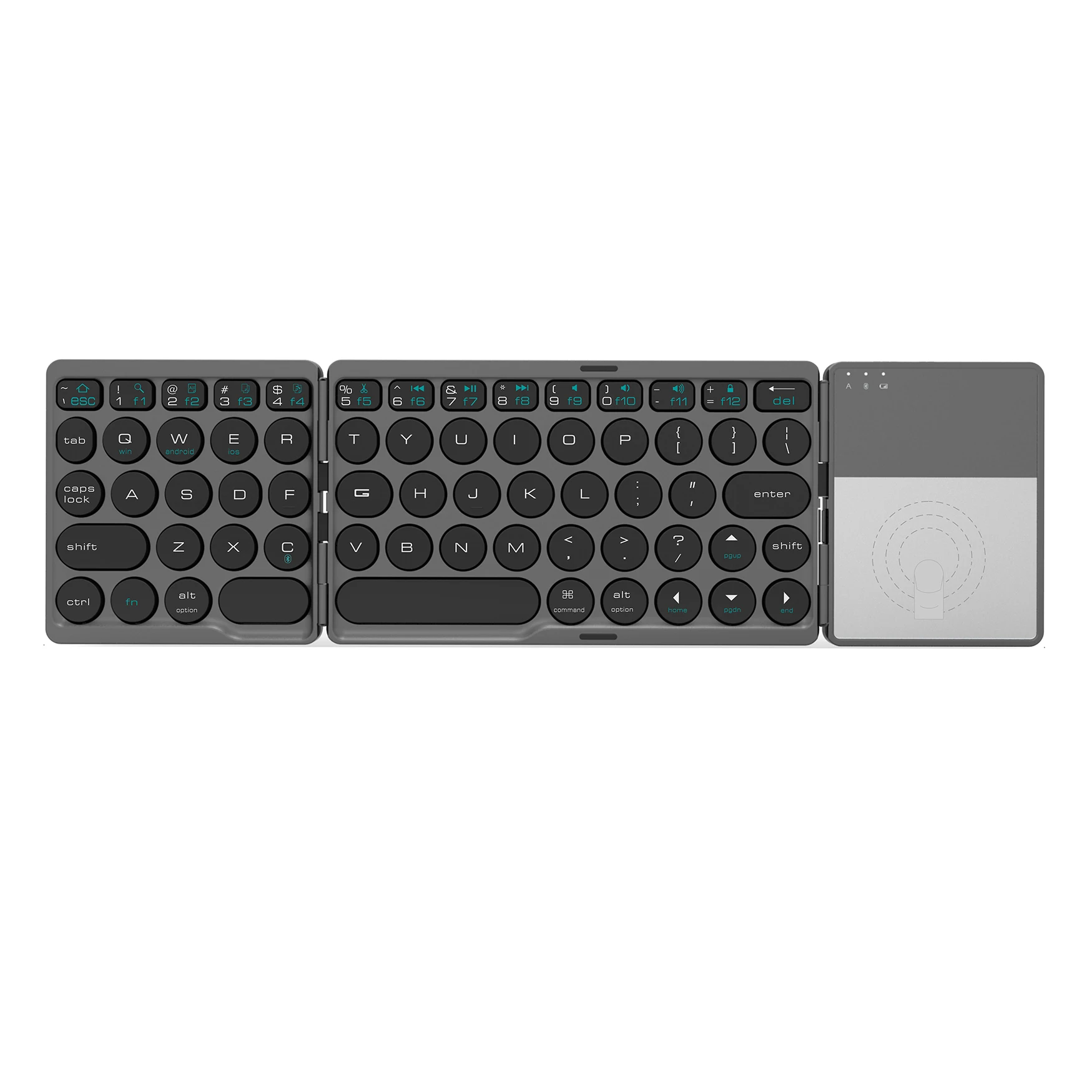 

Suitable for tablet mobile phone charging wireless keyboard portable keyboard 3-level foldable blue tooth touchpad keyboard, Black grey/streamer silver