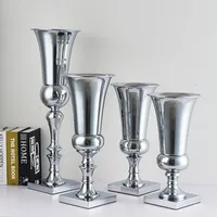 

Metal Flower Trumpet Vase European Style Table Decorative Centerpiece Artificial Flower Arrangements for Wedding Anniversary