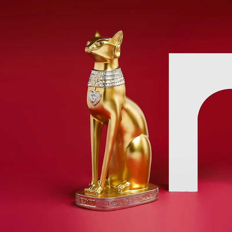 

Jiayi Golden Fashion Ancient Egyptian Cat Statues Decoration Resin Handicraft Decoration