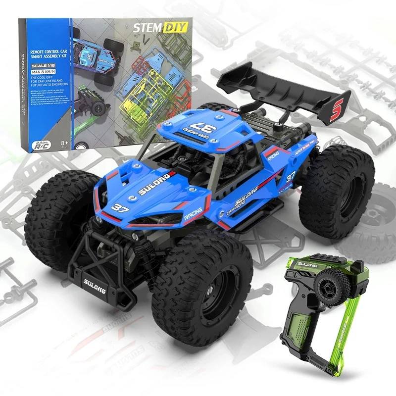 

8KM/H Rc Car 1:18 Assembly Stem Off Road Climbing Simulation Model Remote Control Cars Gift Toy Kid Boy Diy Building Blocks Kit