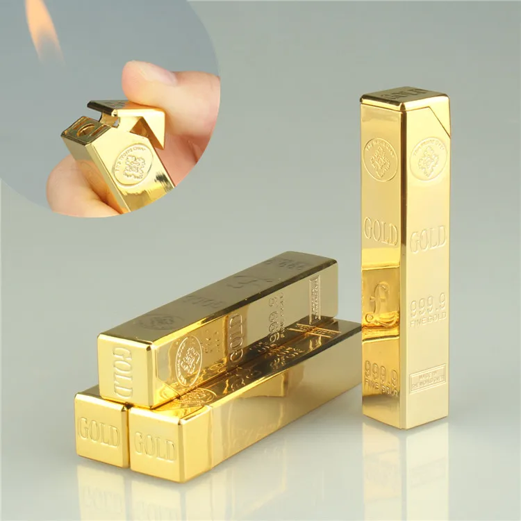 

Open flame gold bar gas lighter metal long gold bar lighter can be customized logo
