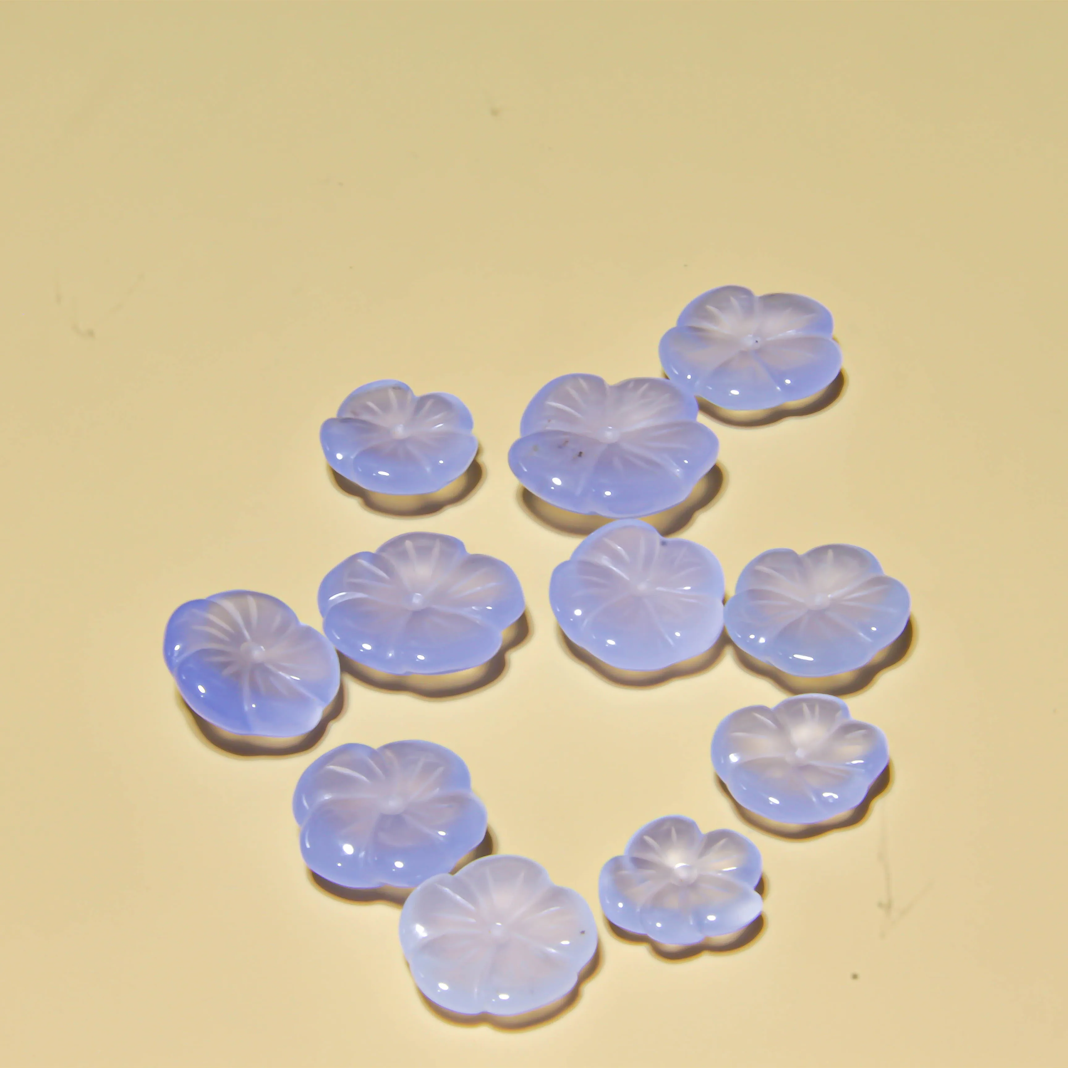 

Wholesale Mixed Blue Chalcedony Natural Gemstone Flower Charms for Jewelry Making Necklace Bracelet Earring, Natural blue