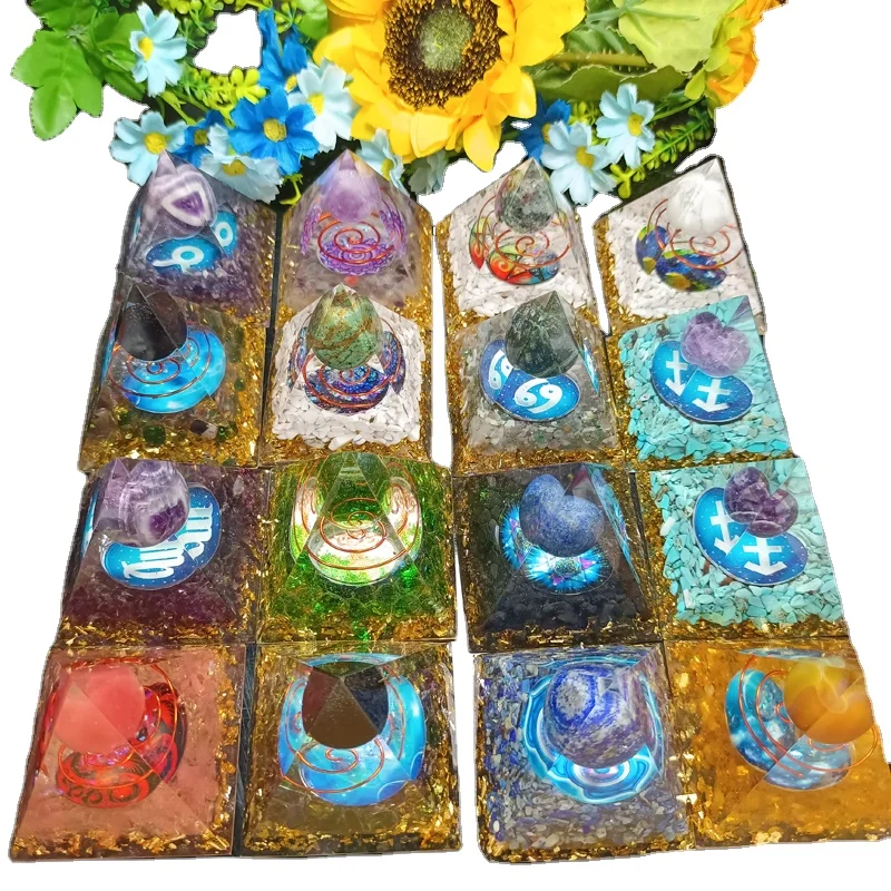 6cm Crystal Resin Pyramid Wholesale Healing Energy Spiritual  Resin Pyramids for Home Decor