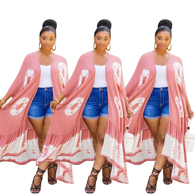 

Good Quality 2021 large size women long sleeve position printed outerwear plus size x-long jacket, Picture