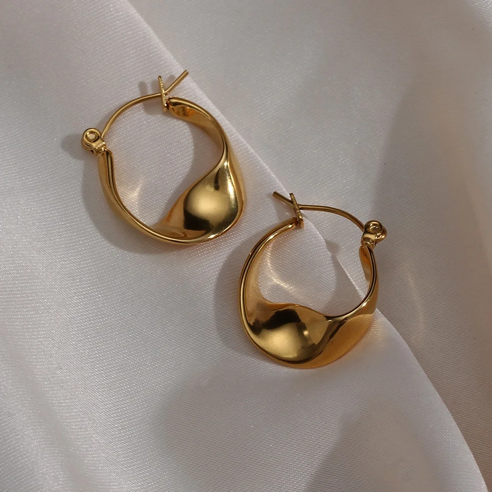 Vintage Irregular Hoop Earring 18k Gold Plated Stainless Steel Tarnish Free Wholesale Designer Inspired Earrings