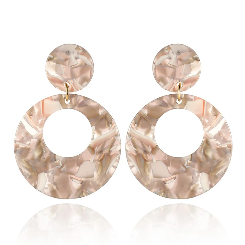 

Wholesale popular Bohemian pale crushed flower round acetate earrings jewelry for women