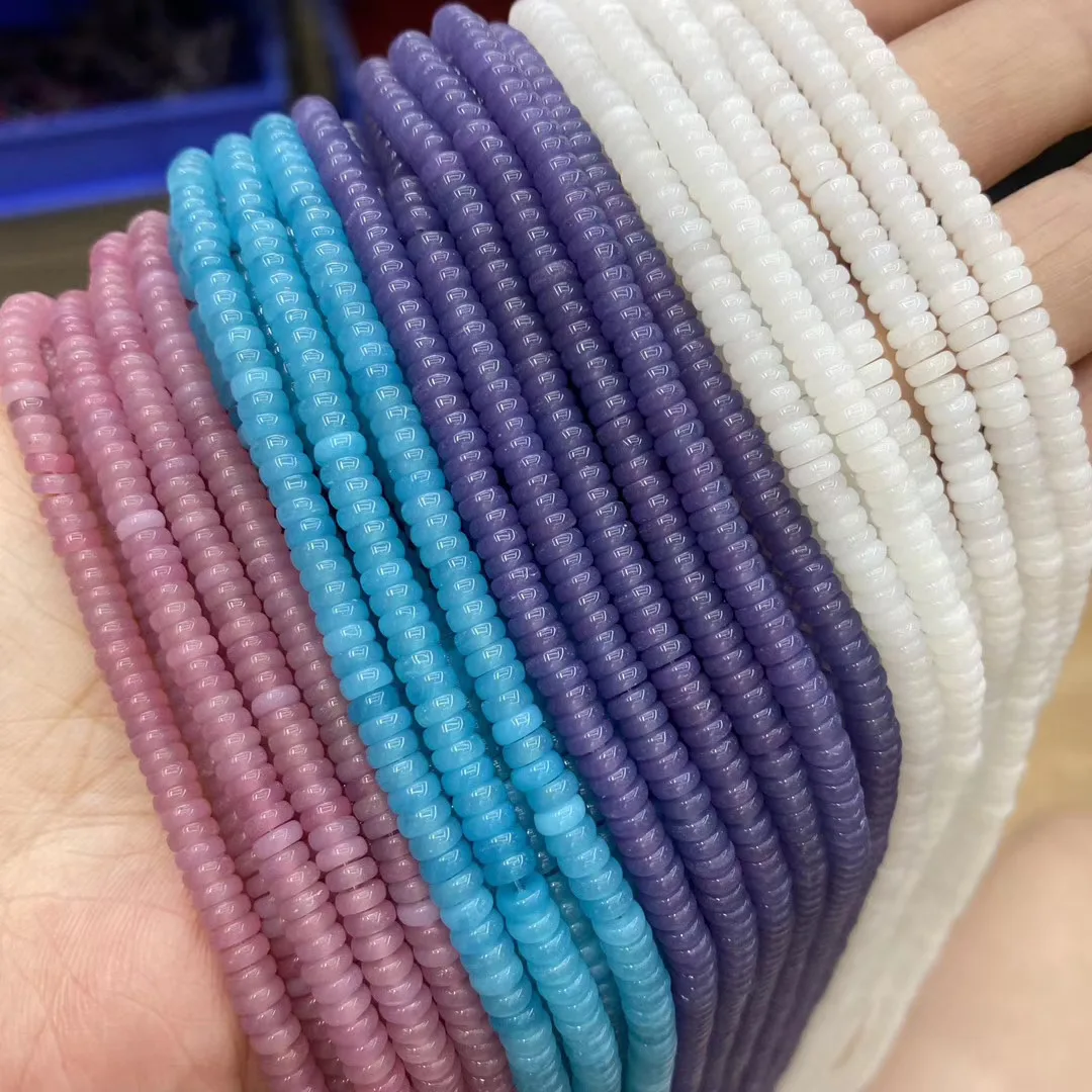 

Natural Stone Disc Wheel Beads 2*4mm 2*6mm Smooth Loose Rondelle Disc Beads