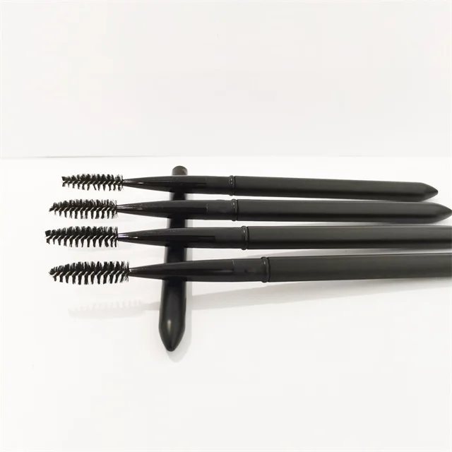 

Black Color Metal Handle Mascara Eyelash Extension Brush With Lid Cover, Black, gold, pink, and white