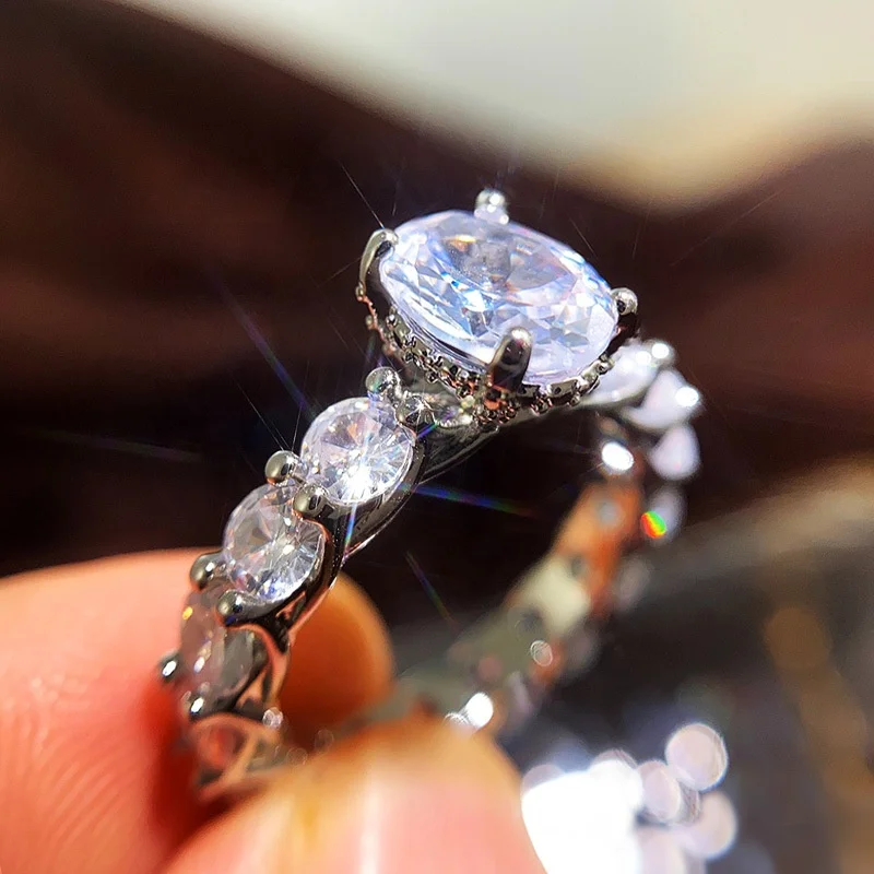 

Luxury Brand Jewelry White Color Cubic Zircon Ring for Women Wedding Engagement Ring Jewelry