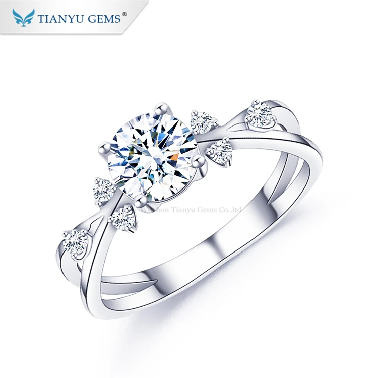 

Tianyu gems simple gold ring designs 1ct moissanite diamond main stone flower shape fashion rings for girls