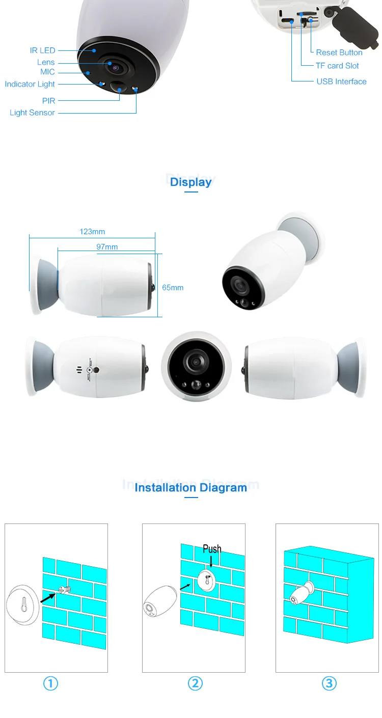 Home Security CCTV 1080P Battery Wireless Camera Outdoor 